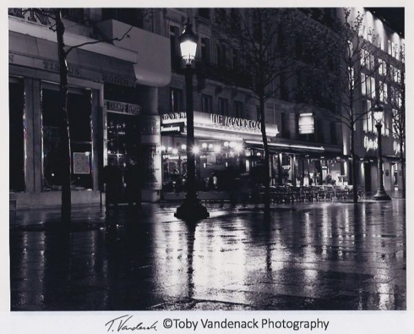 Champs Elysees Cafe Rainy Night, Paris, 1995